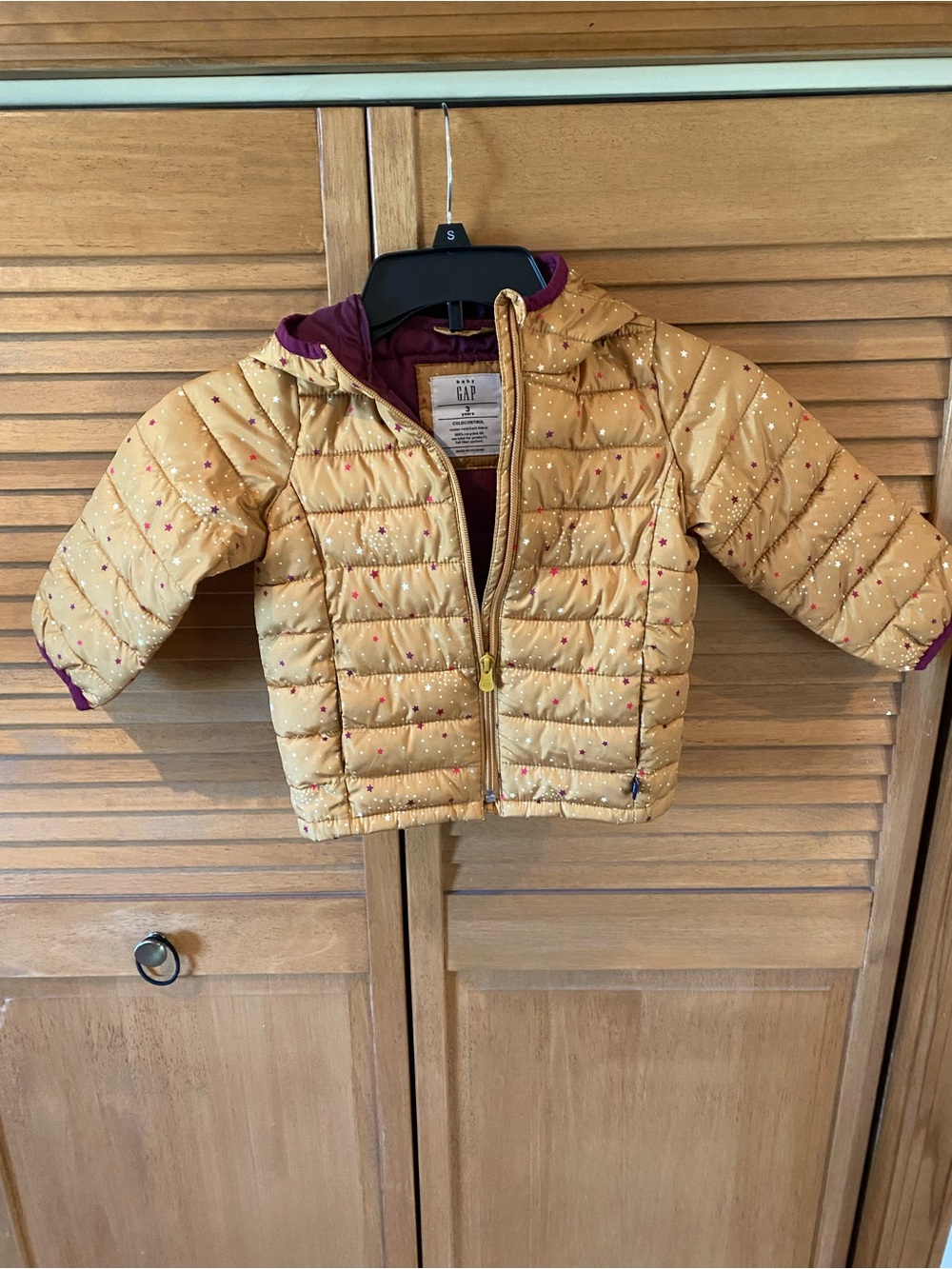 GAP Mustard Yellow Speckled Kids Puffer Jacket with Hood